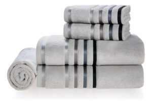 Jogo De Toalhas Banho Lumina 5peças Karsten Algodão Penteado Cor MINERAL C/ CINZA - 80152/2