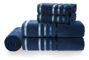 Jogo De Toalhas Banho Lumina 5peças Karsten Algodão Penteado Cor NAVAL C/ AZUL - 30198/3
