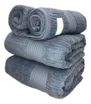 Jogo De Toalha Banhão Buddemeyer Fio Penteado 4pçs Macio Cor Grafite Canelado